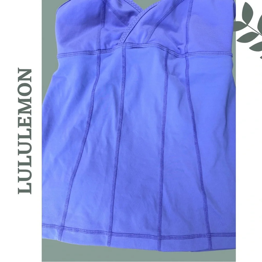 🛍️3/$40 Lululemon Purple Tank Top Built In Sports Bra Criss Cross Back Strap 4 - Picture 5 of 8